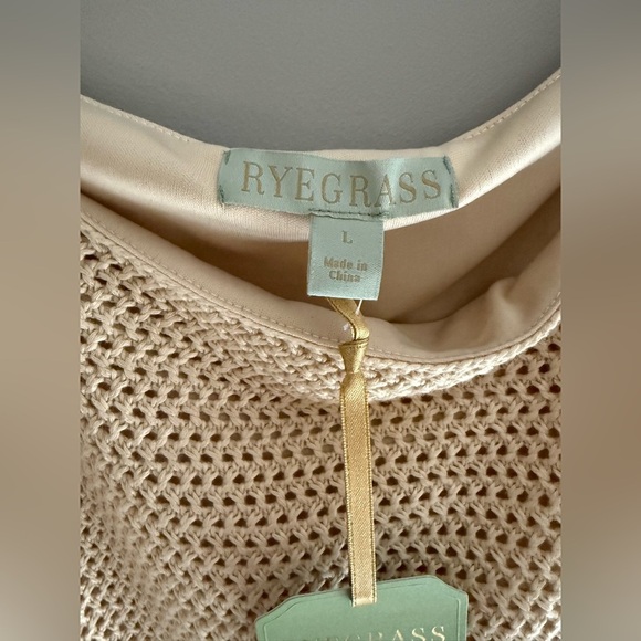 Ryegrass Womans Crochet Sandshell Tank Top SZ LG Boho New Lined Cropped Summer - Picture 2 of 8